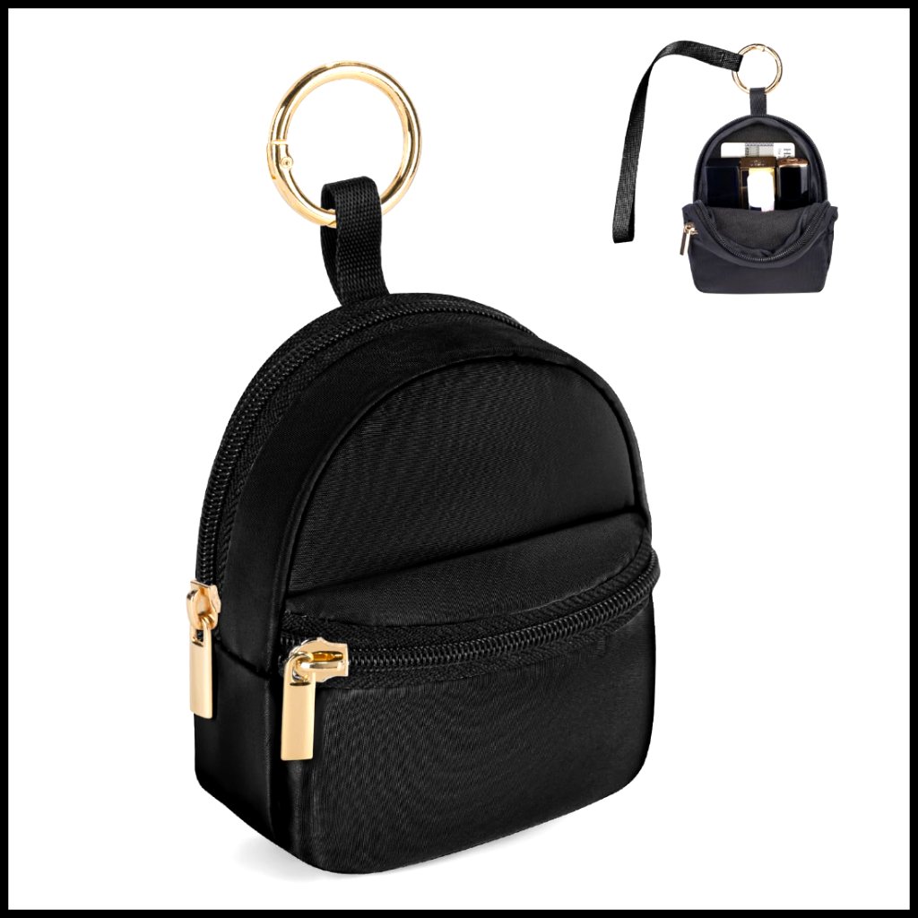 Mini Backpack Keychain Coin Pouch, Canvas Zipper Cosmetic Bag For Purse